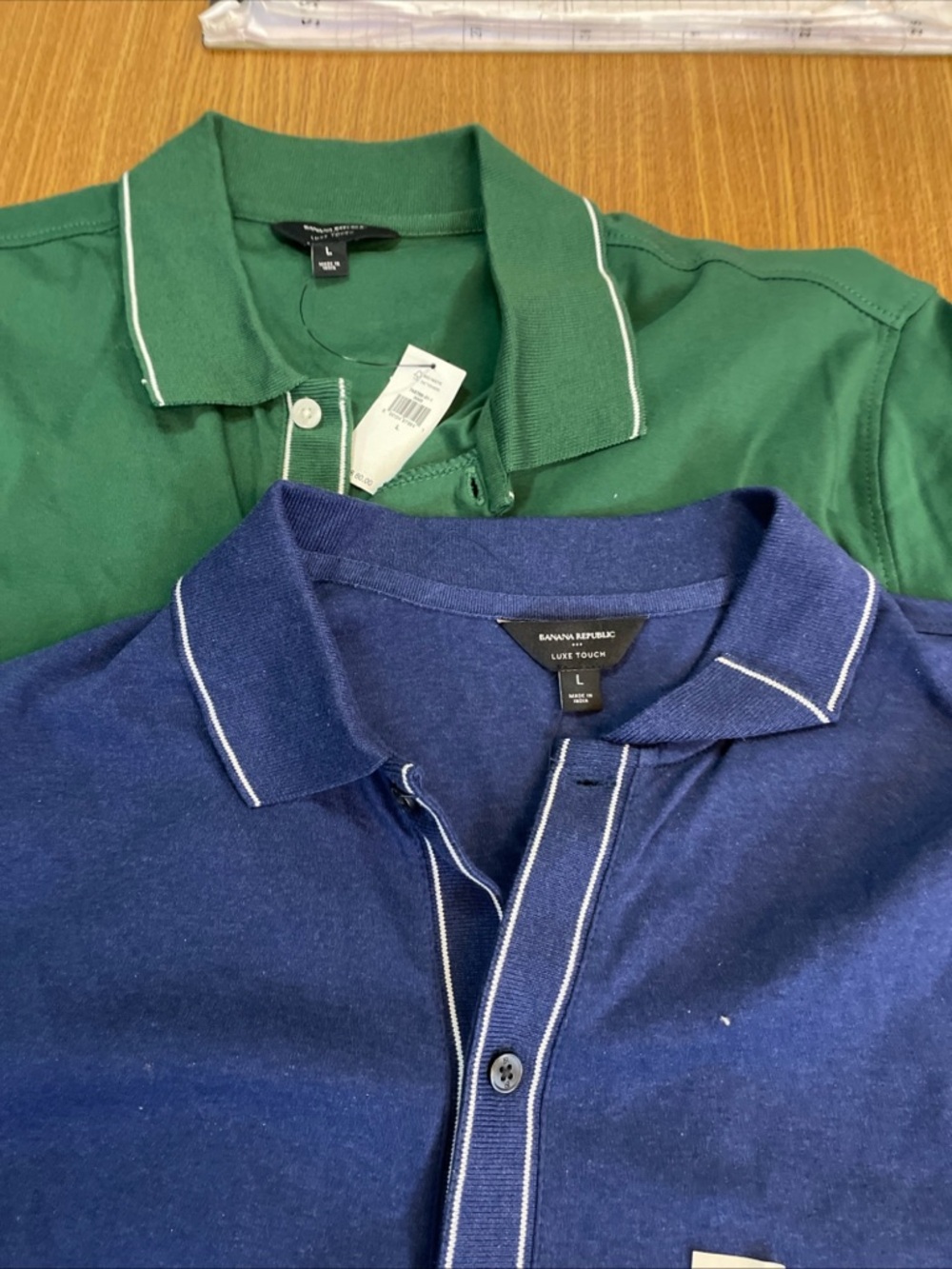 Banana Republic Men’s Piped Polo - Navy & Green set of two